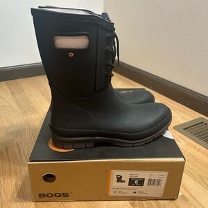 BOGS Amelia Lace Boots NEW Sz 8 Black Waterproof Winter Rain Snow Pull On Women
